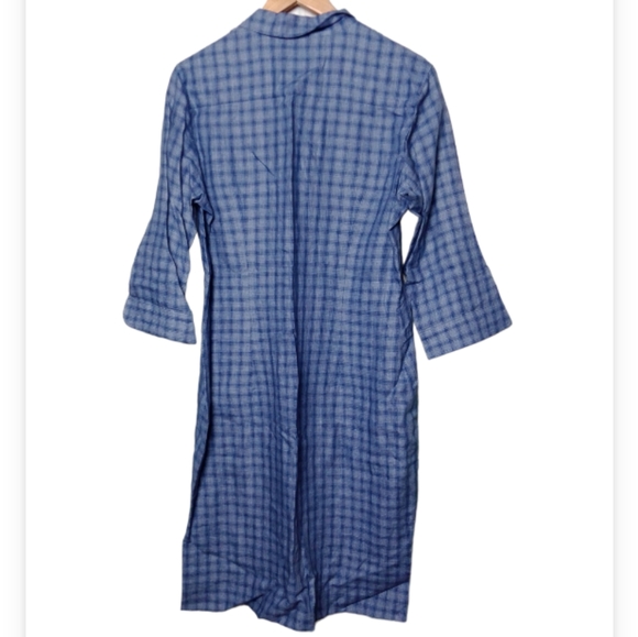 Linen Lauren Ralph Lauren button down shirt dress blue plaid size 12 - Picture 2 of 8